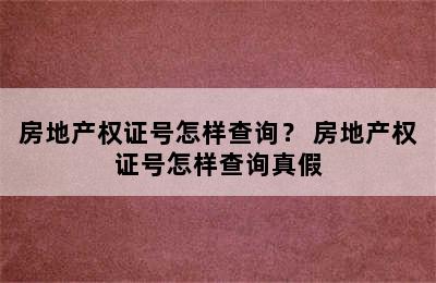 房地产权证号怎样查询？ 房地产权证号怎样查询真假